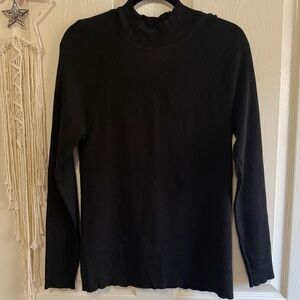 Banana Republic Black Long Sleeve Mock-Neck Back Cutout Sweater Size M